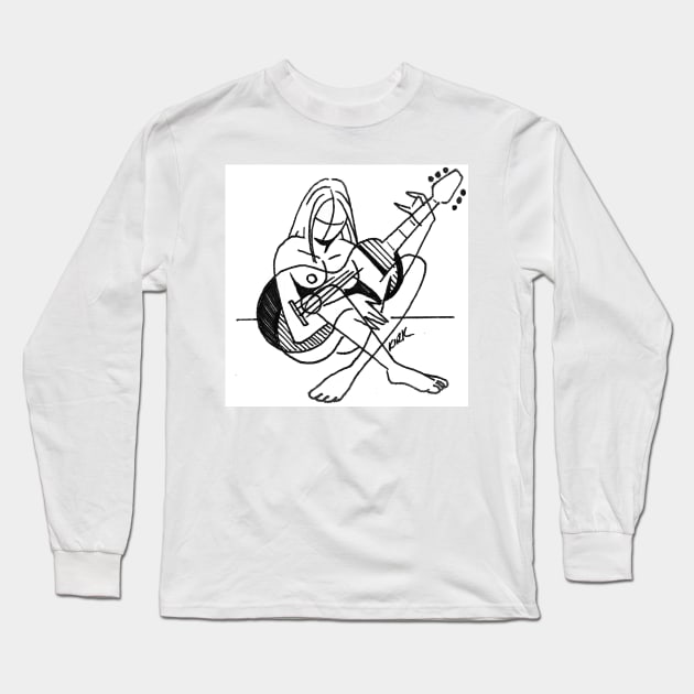 'Nude With Guitar' Long Sleeve T-Shirt by jerrykirk